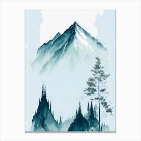 Mountain And Forest In Minimalist Watercolor Vertical Composition 184 Canvas Print