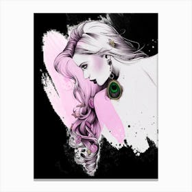 Girl With Pink Hair Canvas Print