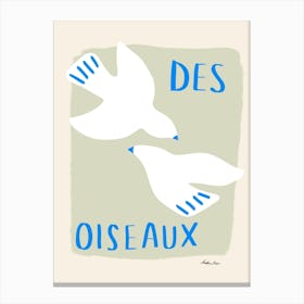 Des Oiseaux Birds Blue Canvas Print