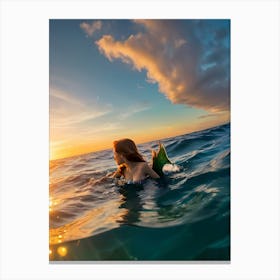 Mermaid At Sunset-Reimagined 1 Canvas Print