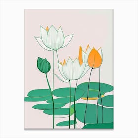 Lotus Flowers In Park Minimal Line Drawing 3 Canvas Print