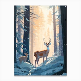 Winter Deer 2 Illustration Canvas Print