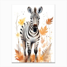 A Zebra Watercolour In Autumn Colours 3 Canvas Print