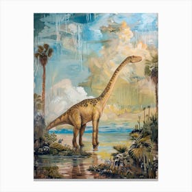 Dinosaur By The Sea Painting 3 Canvas Print