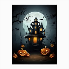 Halloween House With Pumpkins 11 Canvas Print