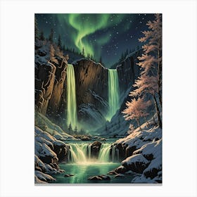 Aurora Twin Falls Canvas Print