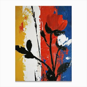 Red White And Blue Flower, Pop Art Canvas Print