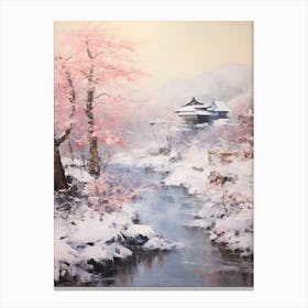 Dreamy Winter Painting Nagano Japan Canvas Print