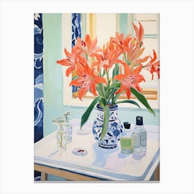 Bathroom Vanity Painting With A Amaryllis Bouquet 4 Canvas Print