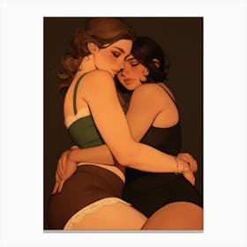 Two Women Hugging 1 Canvas Print