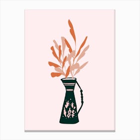 Vase And Leaves Canvas Print