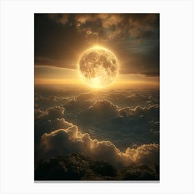 Full Moon Over Clouds Canvas Print