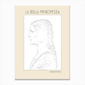 Ascii Art Minimalist – La Bella Principessa – Leonardo Da Vinci – Classic Painting Canvas Print