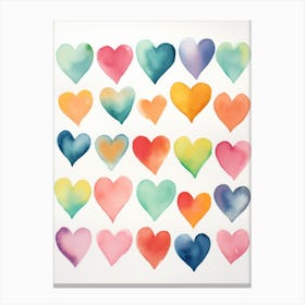 Watercolor Hearts 10 Canvas Print