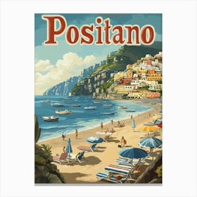 Aihrgdesign A Classic 1960s Travel Poster For Positano 2 Canvas Print