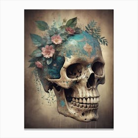 Floral Skull Vintage Painting (68) Canvas Print