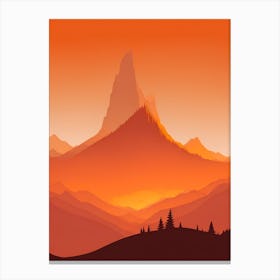 Misty Mountains Vertical Composition In Orange Tone 227 Canvas Print