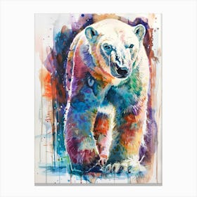 Polar Bear Colourful Watercolour 4 Canvas Print
