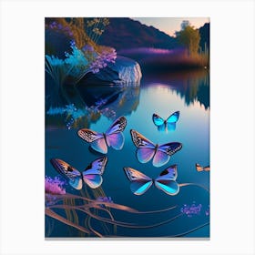 Butterflies On Lake Holographic 1 Canvas Print