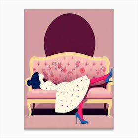 Illustration Of A Woman On A Couch Canvas Print