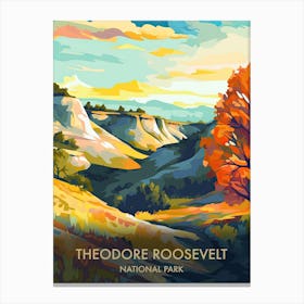 Theodore Rooselvelt National Park Travel Poster Illustration Style 4 Canvas Print