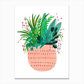 Peach Potted Plant Canvas Print