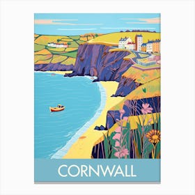 Cornwall Cliffs England Travel Print Painting Cute Canvas Print