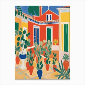 Patio With Potted Plants Matisse Style Canvas Print