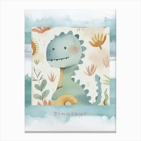 Cute Dinosaur Watercolour Style 2 Poster Canvas Print