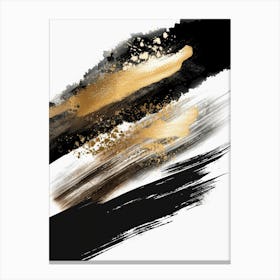 Gold And Black Brush Strokes 4 Canvas Print