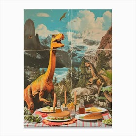 Abstract Dinosaur Jurassic Retro Collage 3 Canvas Print