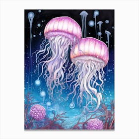 Moon Jellyfish Pencil Drawing 1 Canvas Print