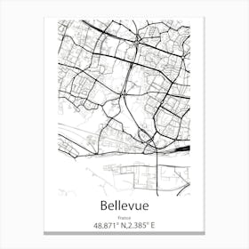 Bellevue,France Minimalist Map Canvas Print