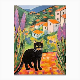 Painting Of A Cat In Tuscany Italy 2 Canvas Print
