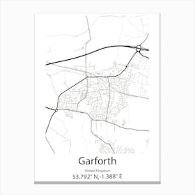 Garforth,United Kingdom Minimalist Map Stampe su tela