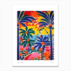 Miami Beach Florida Matisse Style 4 Watercolour Travel Poster Canvas Print