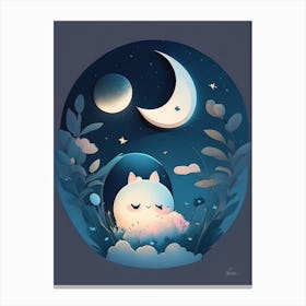 Moonlight Kawaii Kids Space Canvas Print