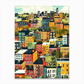 The Bronx New York Colourful Silkscreen Illustration 4 Canvas Print