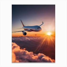 Airplane Flying In The Sky - Reimagined 1 Canvas Print