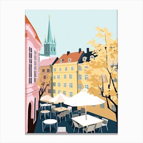 Gothenburg, Sweden, Flat Pastels Tones Illustration 2 Canvas Print