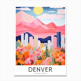 Denver, United States Maximalist Travel Poster Vibrant Colour  Canvas Print