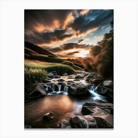 Sunset Over A Stream 5 Canvas Print