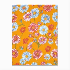 Oxeye Daisy Floral Print Retro Pattern 2 Flower Canvas Print