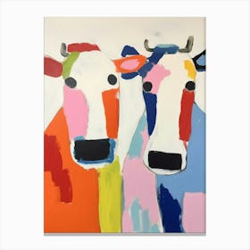 Colourful Kids Animal Art Cow 7 Canvas Print