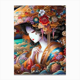 Geisha in Colorful Abstraction Canvas Print