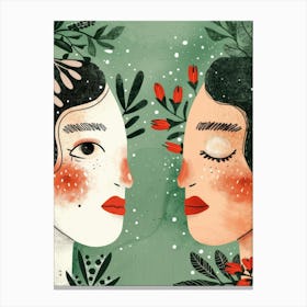 Two Women Face Each Other Canvas Print