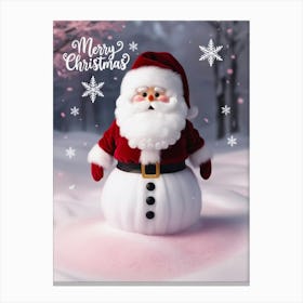 Merry Christmas Santa Snowman Canvas Print