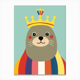 Little Sea Lion Wearing A Crown Canvas Print