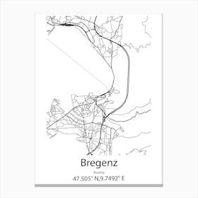 Bregenz,Austria Minimalist Map Canvas Print