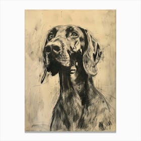 Bluetick Hound Dog Charcoal Line 1 Canvas Print